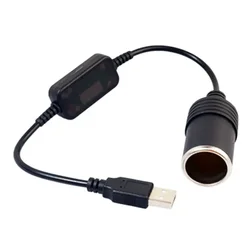 Universal USB to 12V Cigarette Lighter Adapter Converter (Black)
