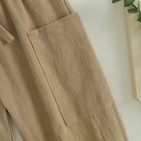 Summer Autumn Baby Pants Toddler Boys Girls Casual Sports Pants Bottom Solid Drawstring Button Children Trousers with Pockets 5