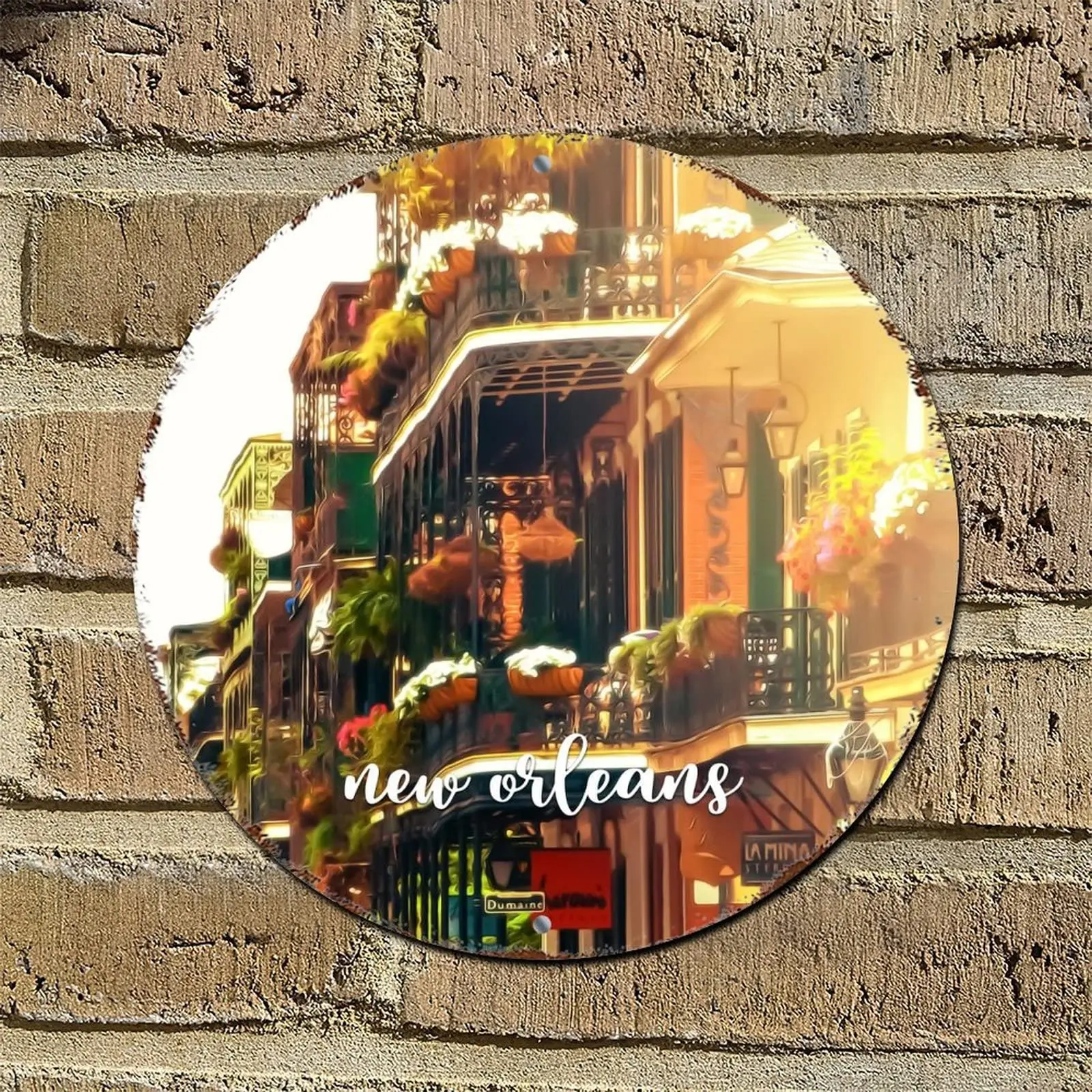 Mousus, американский Луизиана, Новый Орлеан, винтажный Настенный декор на заказ, металлическая табличка, город Новый Орлеан, круглый металлический знак