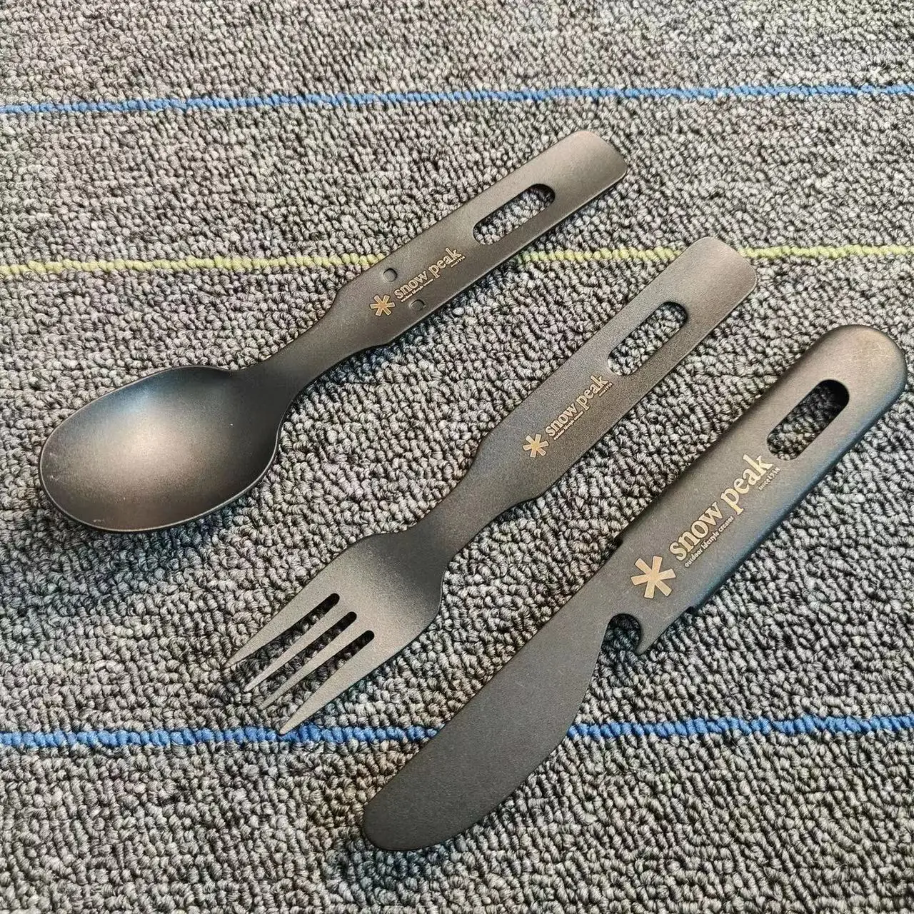 

Outdoor camping blackened style old black retro tableware knife, fork and spoon combination stainless steel durable and portable