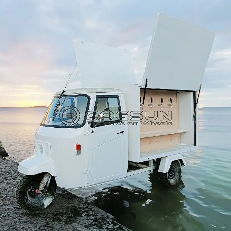 New Beer Bar Truck Ape Electric Tricycle Food Cart Mobile Tuk Tuk Foodtruck Juice Vending Car Hot Dog Stand For Sale