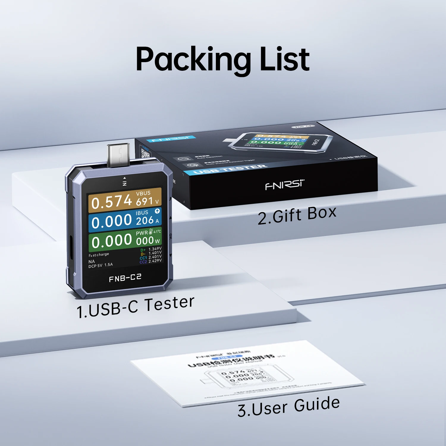 FNIRSI FNB-C2 USB-C 테스터 PD31 450V8A E-마커 배터리 용량 테스트 다중 프로토콜 감지 전력 모니터링 도구