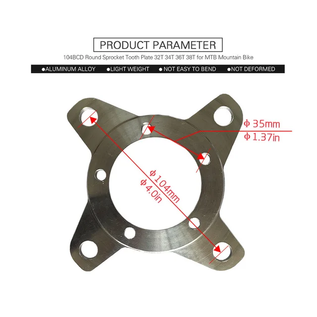 Crankset For Bafang Motor Tooth Adapter Mid Parts EBike BCD 104mm ChainRing Wheel Adapter For Bafang BBSHD-Mid Drive Motor