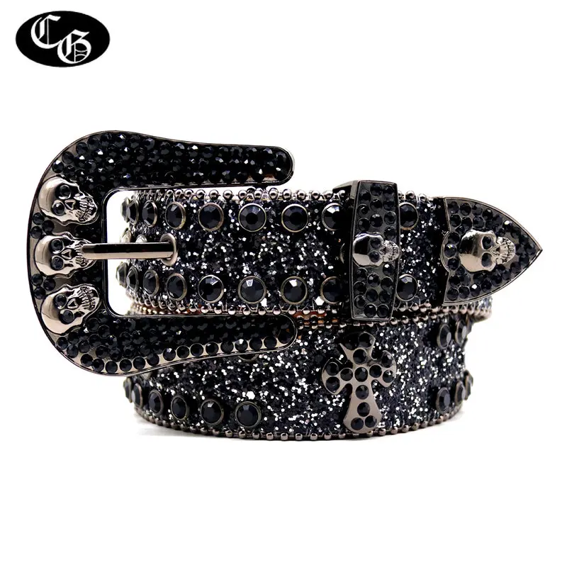 Punk Diamond Bling Belt Luxury Strap Western Crystal Studded Belt Y2K E Girl Cowgirl Cowboy Rhinestone Belt For Women Men Jean