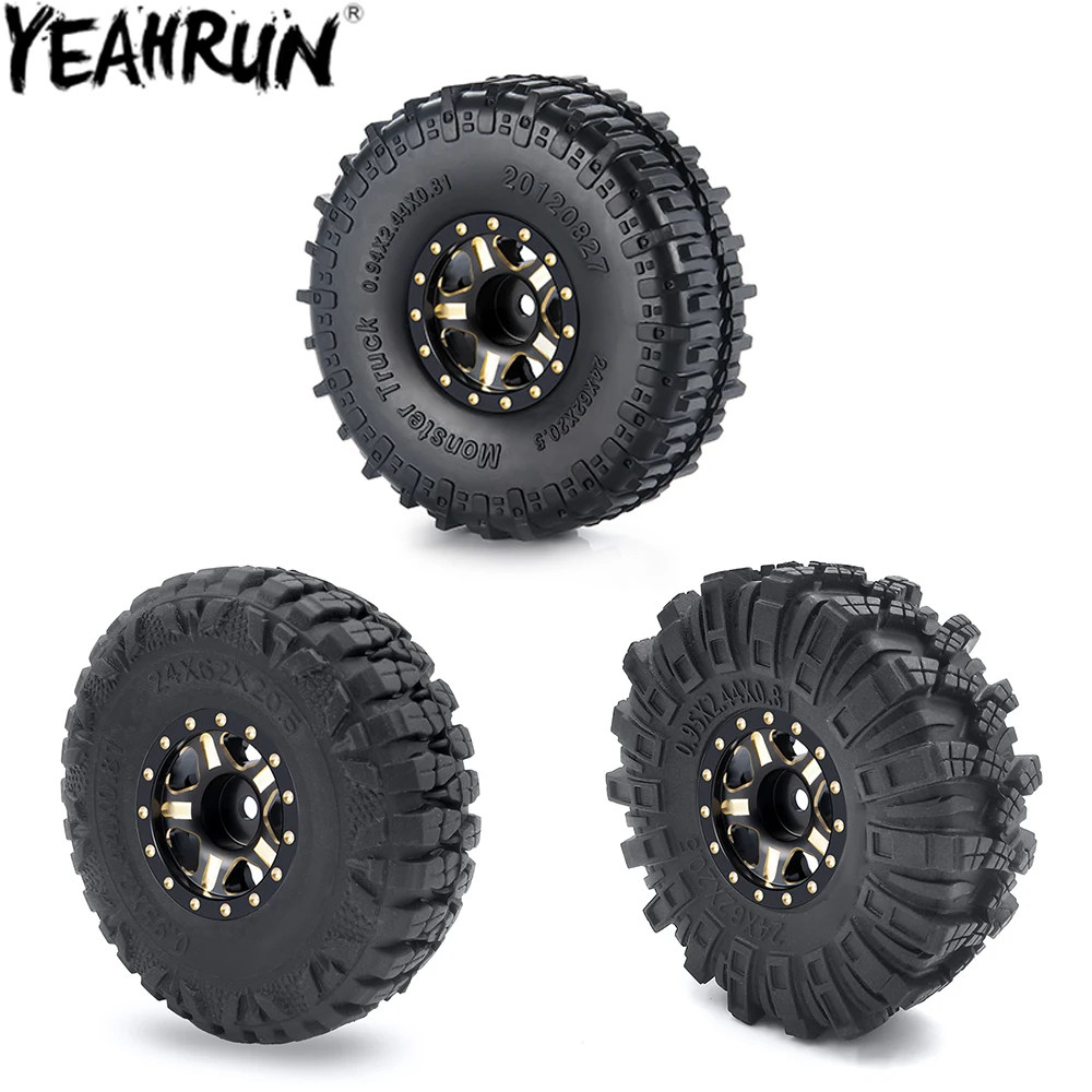Yeahrun 1.0 "Beadlock Cerchioni Pneumatici Set Per 1/18 1/24 Rc Crawler Car Axial Scx24 Fms Fcx24 Trx4M Bronco Defender Parts
