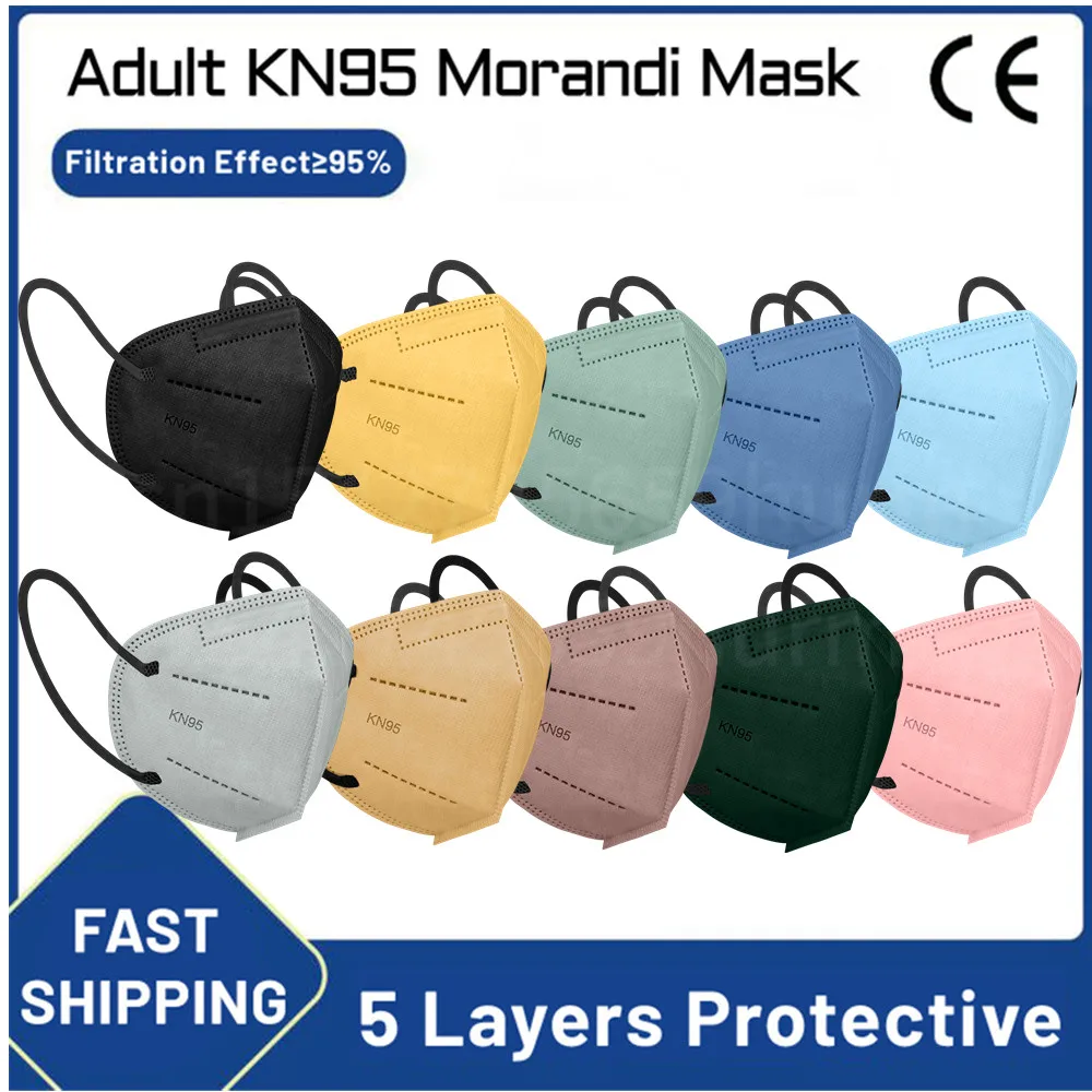 

10-100PCS Morandi Color KN95 Mask 5 Layers Facial Mask FFP2 Mask FFPP2 Mascarillas fpp2 Homologada Mascarillas KN95 Certificadas