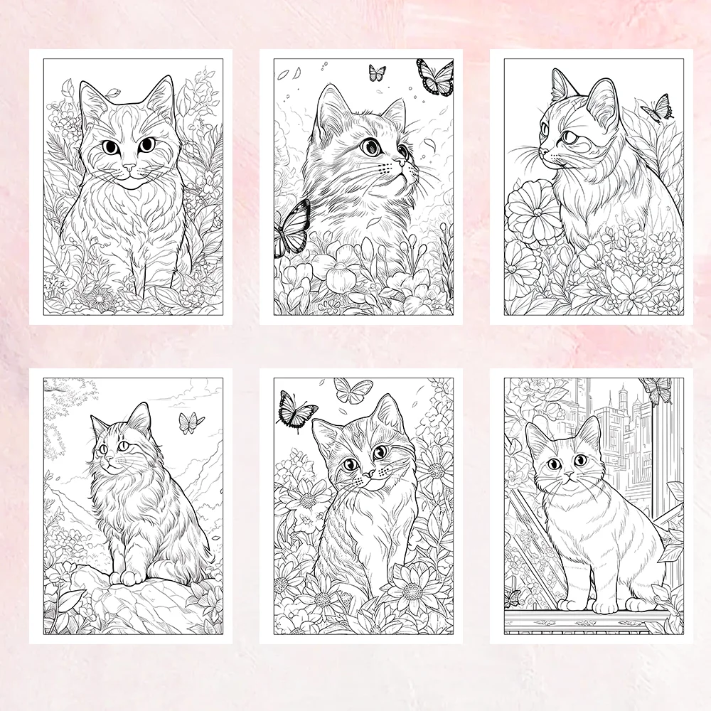 1pc, Cat Coloring Book, Teenagers Coloring Book, 30 Different Patterns, 100gsm Thick Paper, Stress Relief, Birthday Gift 4