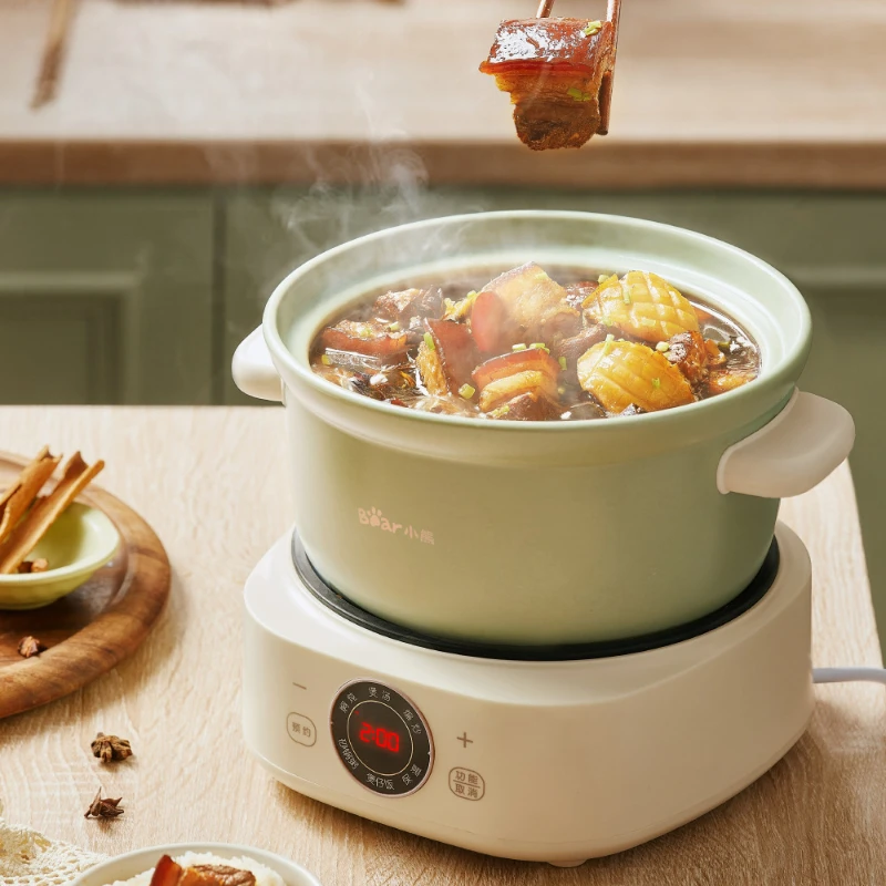 Bear Electric Casserole 3L Double High Temperature Ceramic Pot Smart Split Type Design Timing Intelligent Electric Stew Pot 3