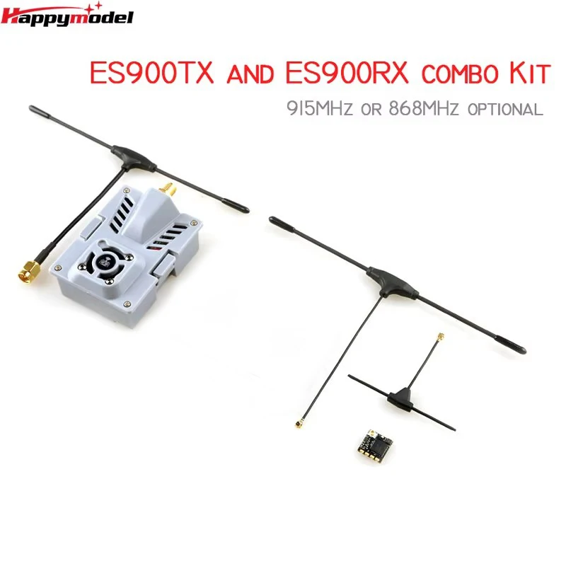 Module récepteur ExpressLRS ES900RX 915MHz monté sur un drone FPV, démontrant une intégration aisée pour une portée étendue.