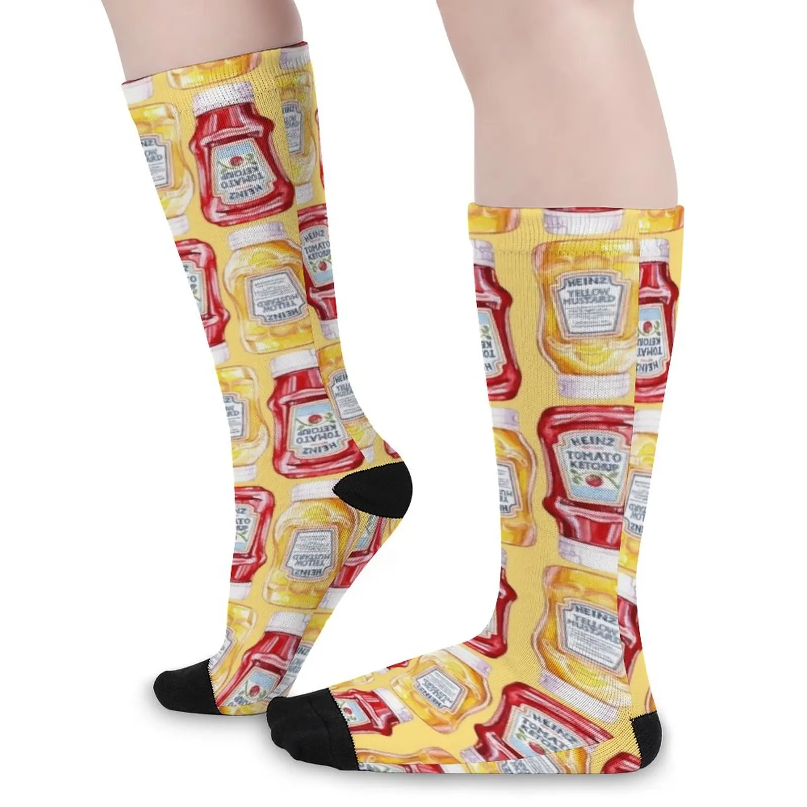 Ketchup and Mustard Pattern Socks black socks socks aesthetic cycling socks