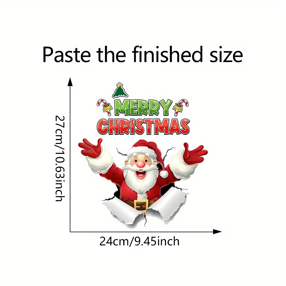 Santa Claus Christmas Toilet Lid Decal Bathroom Decor Sticker Easy Stick-On Reusable & Removable Wall Art for Christmas Gift