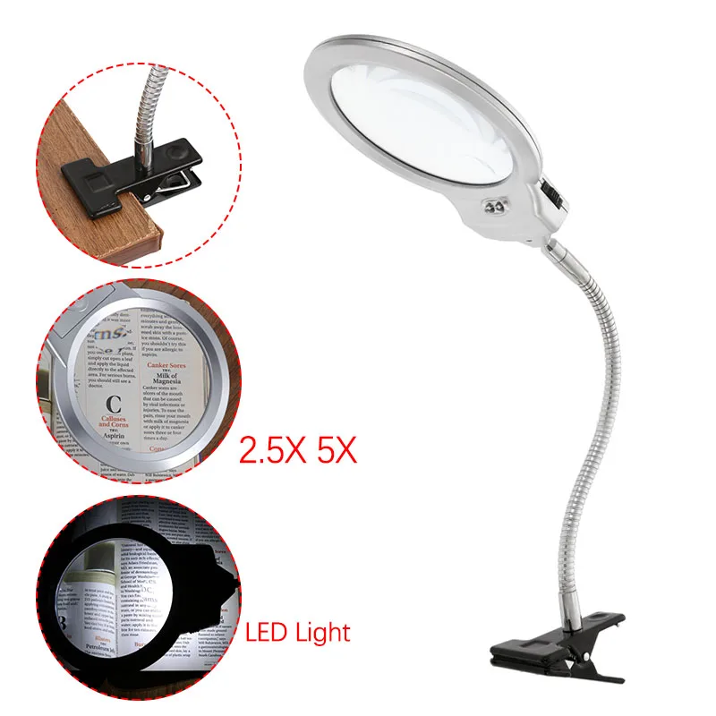 TOPOPTICAL 2X/4X Desktop Magnifying Glass Magnifier with Auxiliary Clamp  for Reading Maintenance - AliExpress