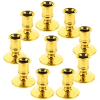 20/10PCS Electronic Base Gold Table Decorations Holder Pretty Indoor Plastic Nice Stick Desktop Candlestick Candleholders Xmas 1