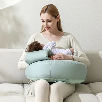 Baby Pillow for Comfortable Feeding and Waist Protection Multifunctional Baby Breastfeeding Pillow with Adjustable Waist Strap