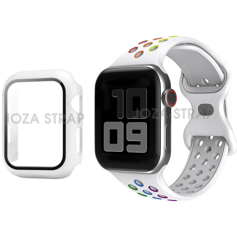 Case+Strap For Apple Watch band 44mm 45mm 38mm 42mm 41mm Silicone watchband  suit bracelet for iWatch series 3 4 5 6 se 7 band