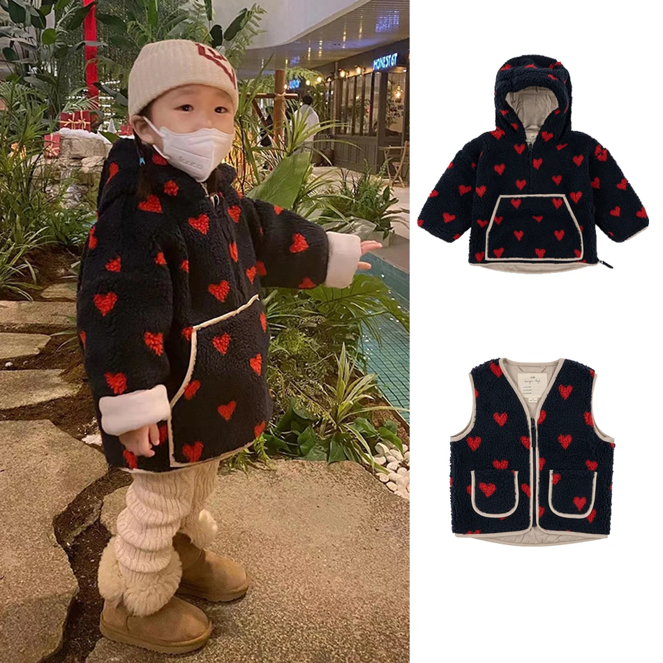 

KS Winter Kids Coats Baby Girls Boy Long Jacket Fleece Cotton Vest Children Keep Warm Outerwear Plush Children Clothing1-12Years