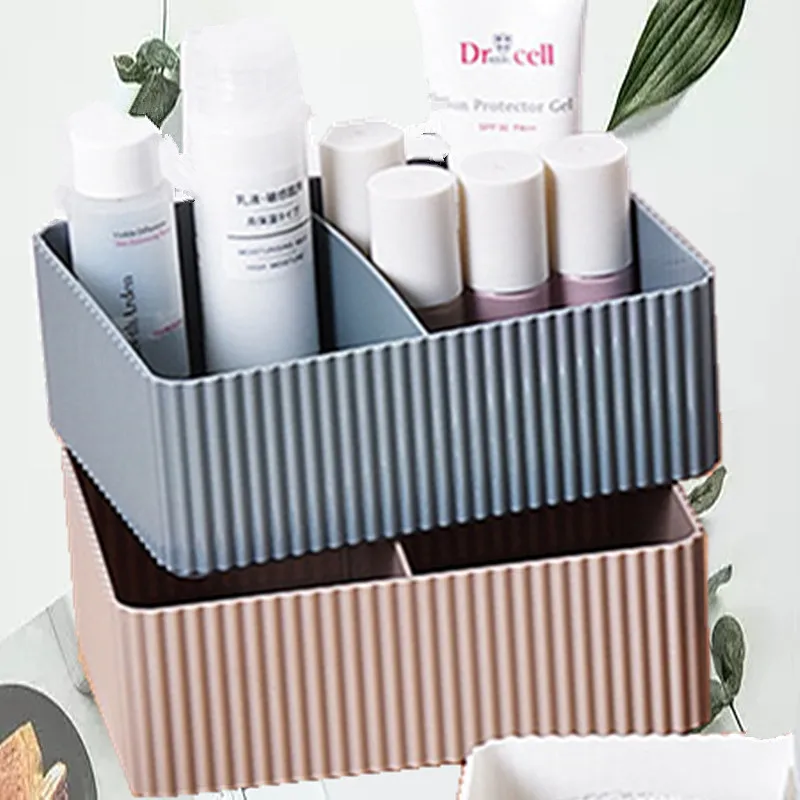 Organizzatore di trucco in plastica griglia Desktop Home Office bagno scatola di immagazzinaggio articoli vari Bin Case Cosmetic Closet closet Organizer - immagine 2