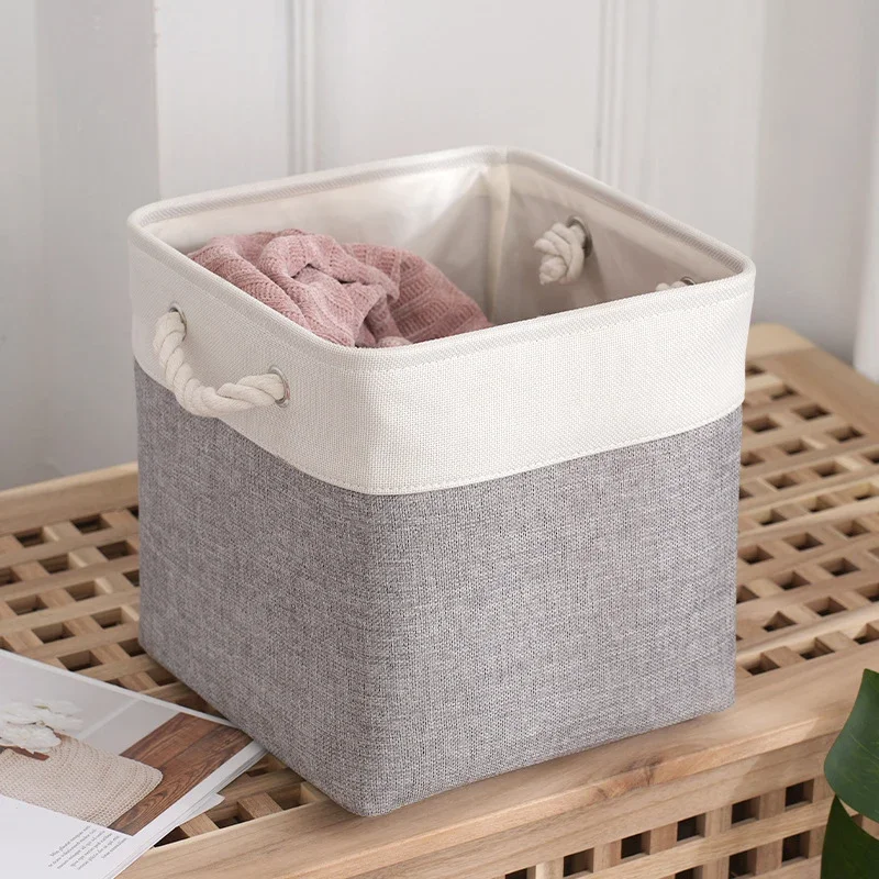 Linen Fabric Storage Basket Large-capacity Household Finishing Storage Basket Laundry Bag Perfect for Home Storage Organization 4