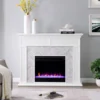 Torlington Indoor Electric Fireplace with Mantel, Color Changing LED Flame, White/Gray Marble 1