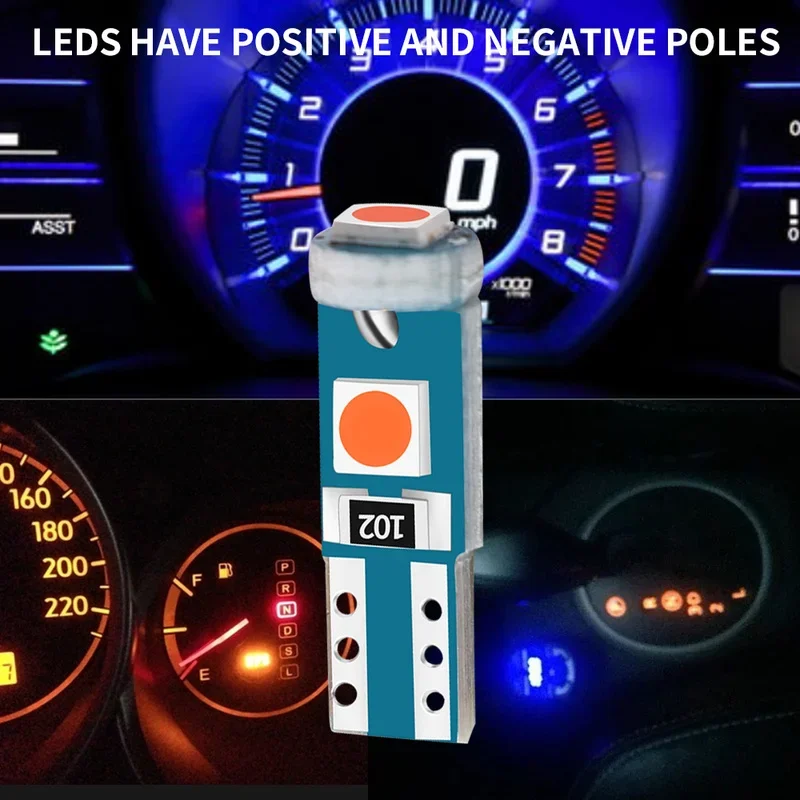 Kit 30 Lampadine LED T5 5050 SMD Per Auto – 12V, 5 Colori, Per Cruscotto E Luci D'Angolo, Sostituzione Plug-and-Play