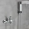 Black Bathroom Bathtub Faucet Hot Cold Water Mixer Tap Wall Mount Faucet With Handheld Shower Bathtub Outlet 6