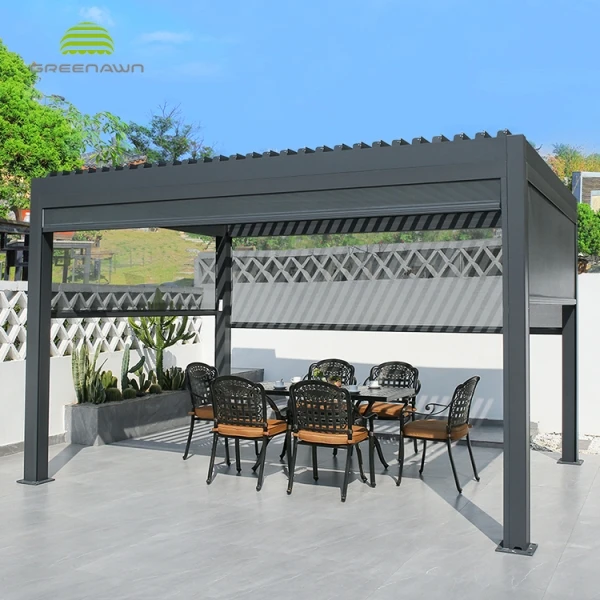 Pérgola de jardín impermeable, pérgola de exterior, techo con persiana de  apertura eléctrica, personalizada - AliExpress