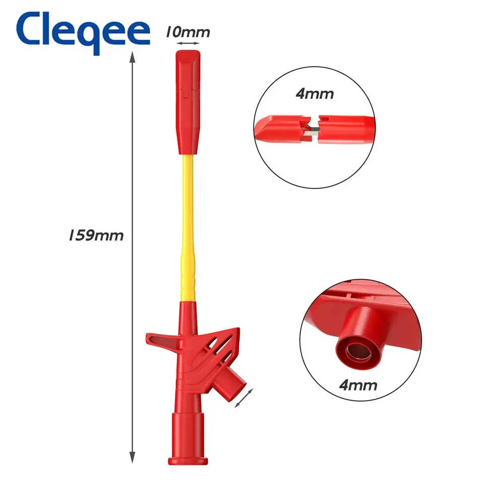 Cleqee P5005 2pcs Professional Test Hook Clip Quick Wire Piercing Probe Multimeter Needles with 4mm Socket Automotive Tool image 5