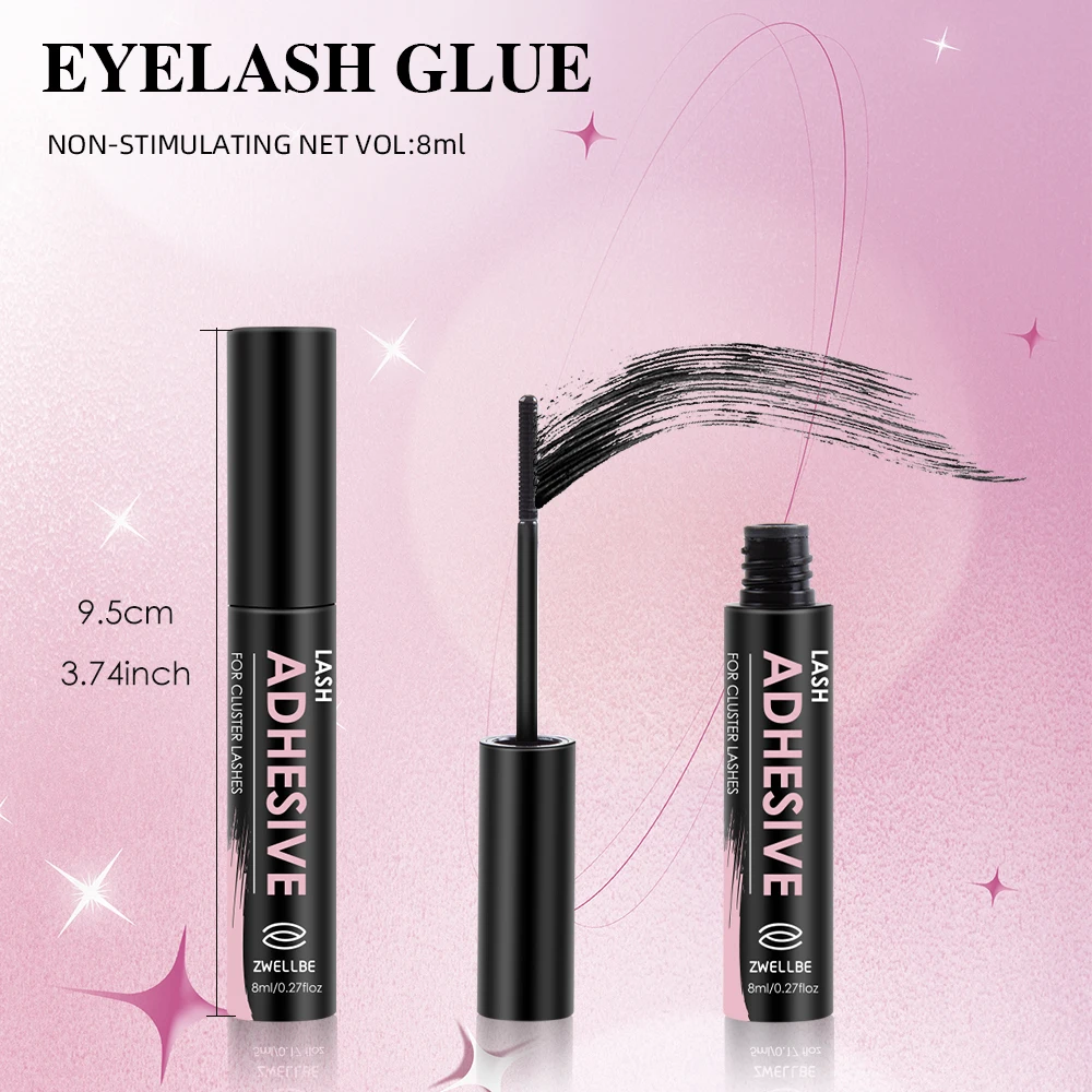 Lash Bond Waterproof 8ML Lash Glue Long Lasting No Irritation Lash Cluster Glue Black DIY Lash Extension for Beginner Eye Makeup 4