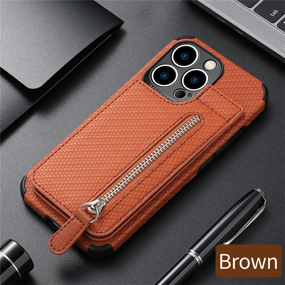 iphone 13 mini case Magnetic Zipper Wallet Carbon Fiber Protection Cover For iPhone 13 Pro Max 12 Mini 11 Case Shockproof Phone Case Coque Fundas iphone 13 mini case clear