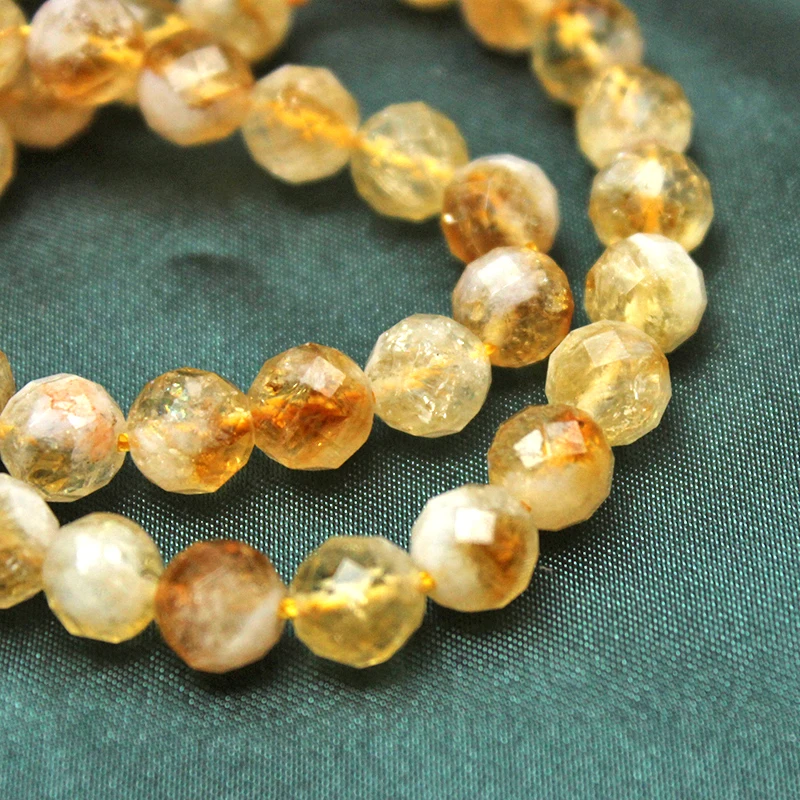 Yellow Crystal Citrine Round Beads For Jewelry Making Accessories
