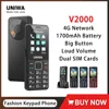 UNIWA V2000 2.4 Inch 4G Fashion Keypad Phone 0.3MP Camera Big Button 1700mAh English Russia Keyboard Feature Phones for Elderly 1