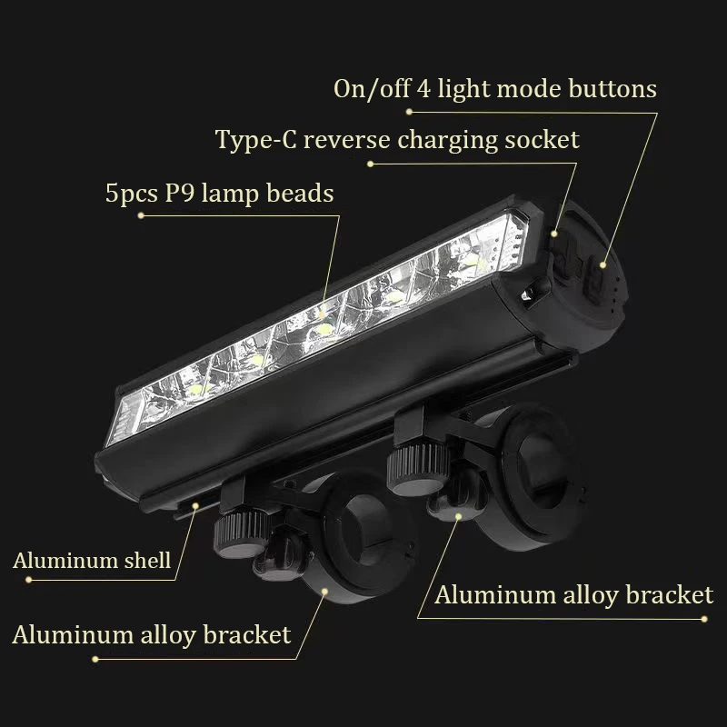 Description Picture 4 of itemTouCloud Bicycle Light Front 10000mAh Bike Light Power Bamk Waterproof Flashlight USB Charging MTB Road Cycling Lamp