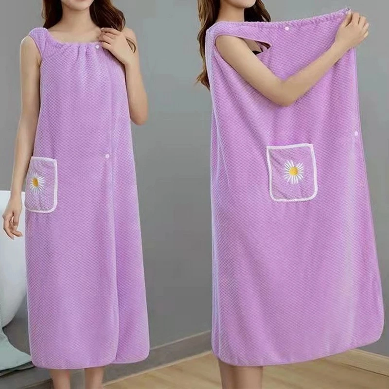 

Bathroom Wearable Bathrobe Woman Shower Female Soft Bath Towel For Adults Lady Home Textiles Bath And Sauna Towels