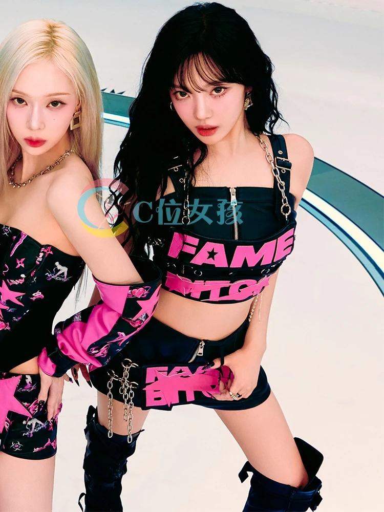 New Black Red Korean K POP Performance Outfits Women'S Jazz
