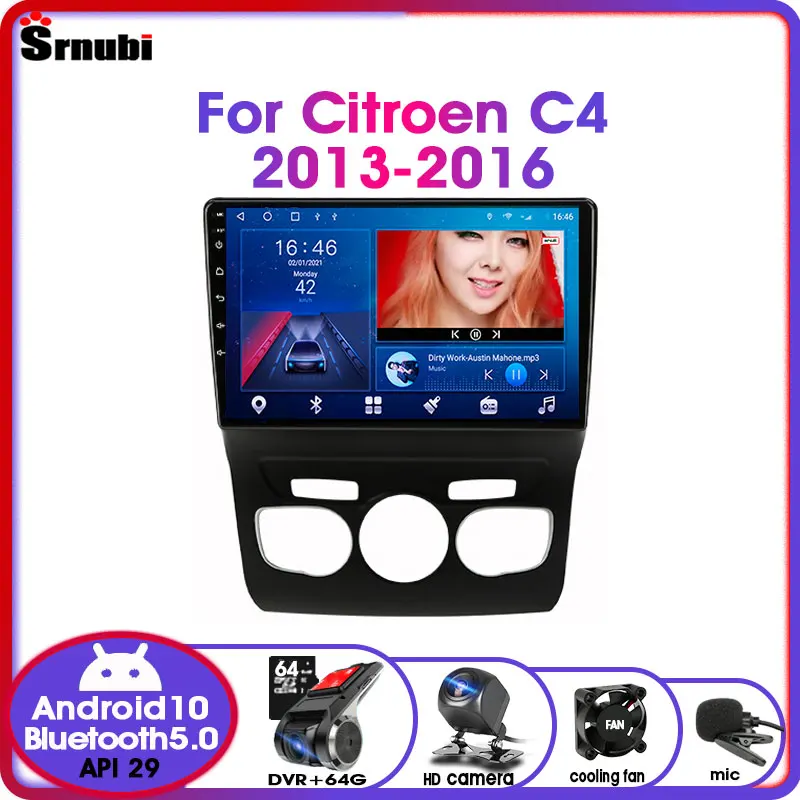 Автомагнитола на Android 10 0 для Citroen C4 2 B7 2013 - 2016 мультимедийный видеоплеер din IPS