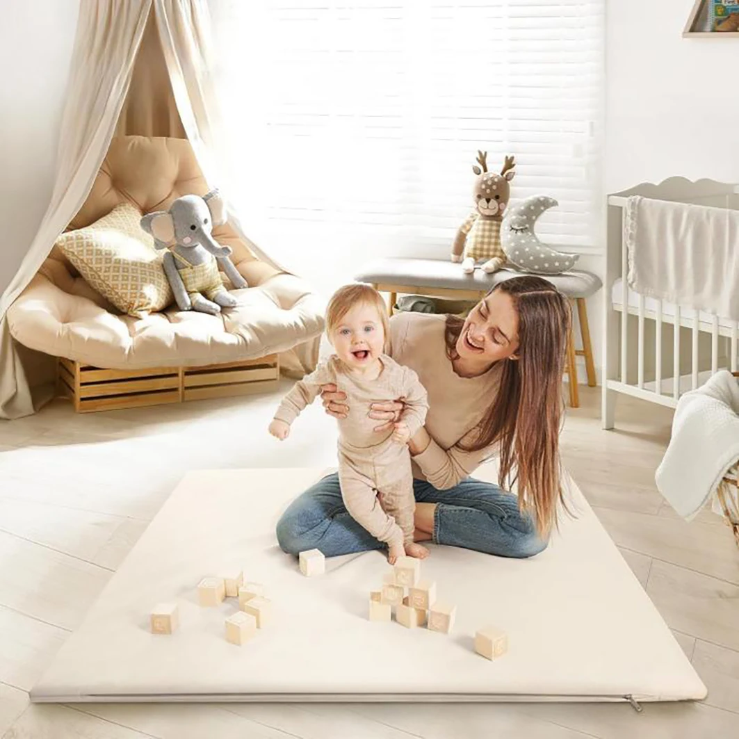 Baby Play Mat 120x120cm(47x47inch) Stylish Padded Mat for Your Boy or Girl Baby Playmat for Playpen Foldable Foam Baby Mat