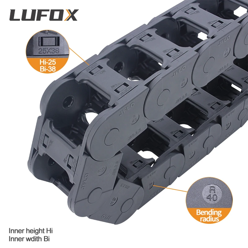 High quality 1-meter cable drag chain.Series of J25Q.2.S-Bridge type open of both side