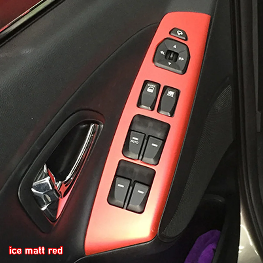 자동차 스타일링 블랙 카본 데칼 자동차 창 리프트 버튼 스위치 패널 커버 트림 스티커 4 개/대 현대 IX35 2010-2017