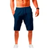 Men's Cotton Linen Short Pants Lightweight Hawaiian Summer Shorts Men Breathable Solid Color Casual Short Trousers 3