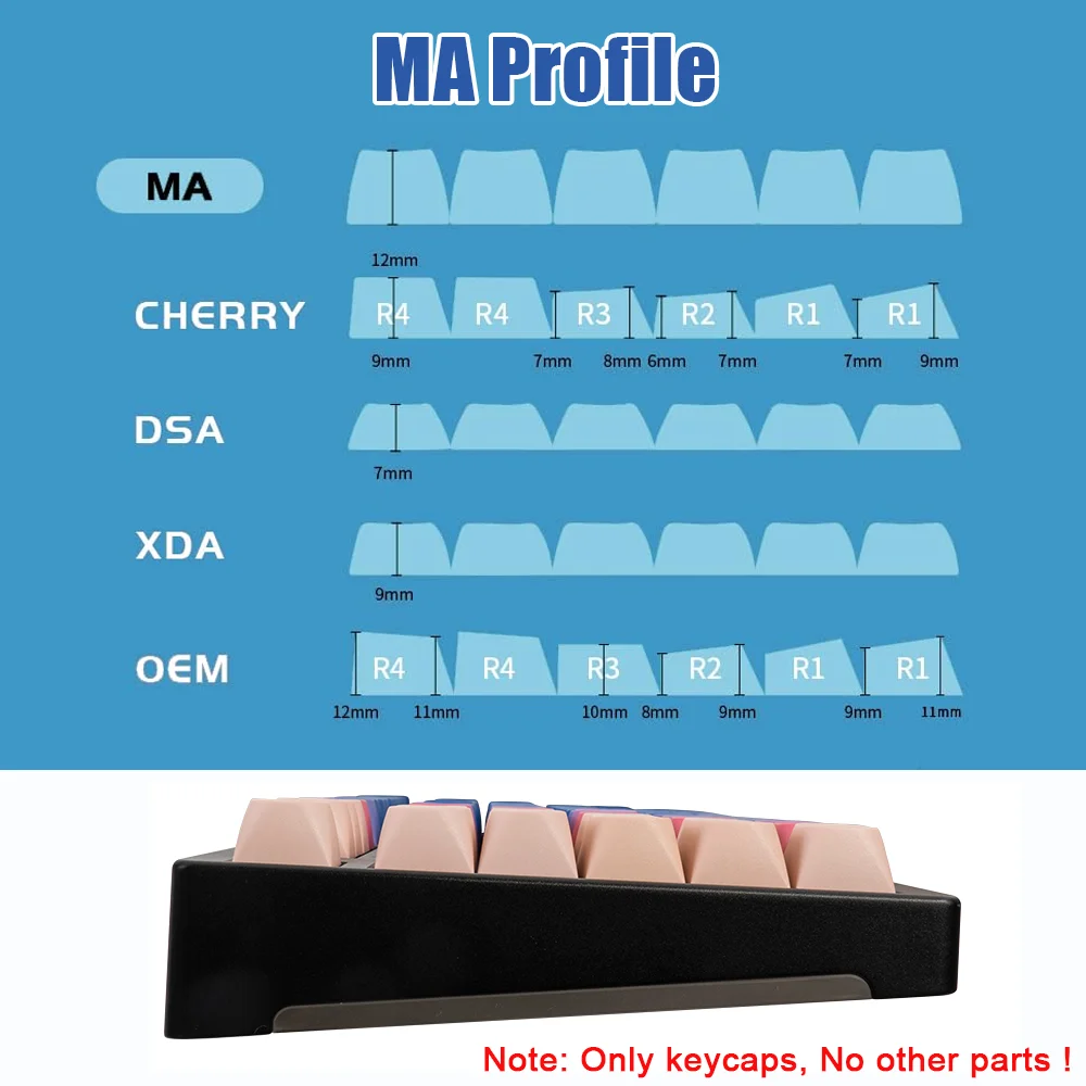 Keycaps de Teclado Mecânico Gradiente Keycaps Pbt 141 Teclas Rainbow Keycaps ma Perfil Gravação a Laser Tingido Keycaps - Imagem 2
