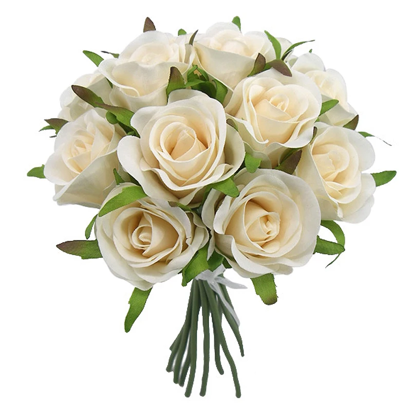 Flower Bouquet Rose 10 Head Silk Silk Artificial Flower Bouquet