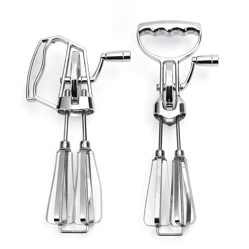 

1PCS Double-Wheel Stainless Steel Hand-Cranking Egg Beater Kitchen Blender Cake Baking Tools