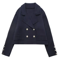 Maxdutti New Arrival Clothing Jacket Women England Women Double Breasted Short Blazers 1