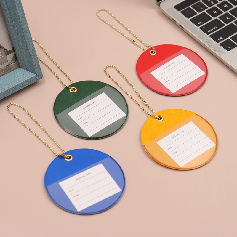 2 Pack Pu Leather Luggage Tags for Suitcases Travel Tags PU leather luggage tag with anti-lost cord loop for luggage and travel