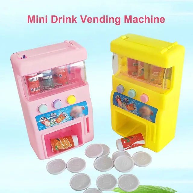 NEW Mini Vending Machine Children Coin-Operated Beverage Machine Self-Service Insert Coins Candy Selling Machine Funny Toys 1