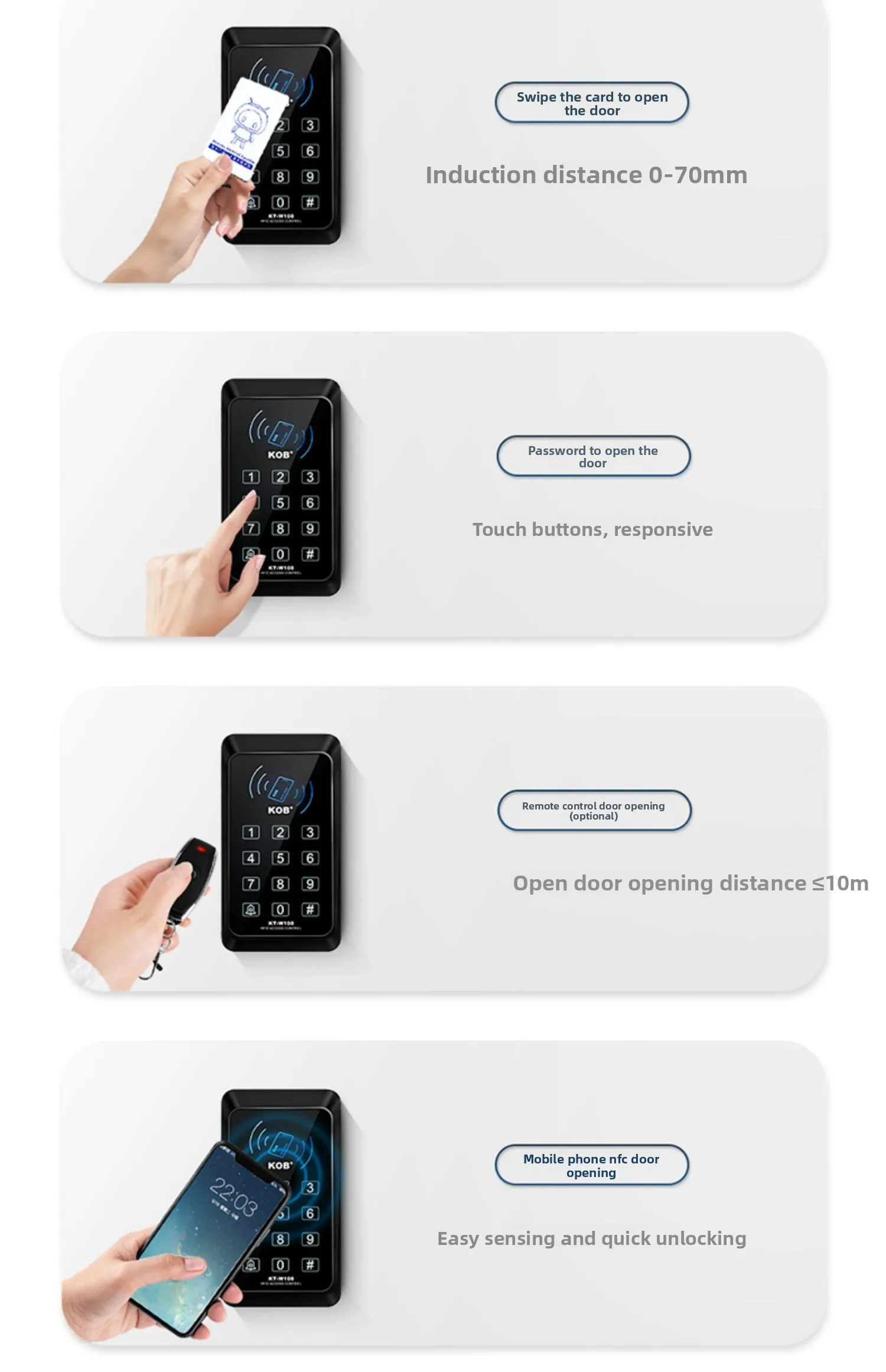 wireless access control system all-in-one machine, wire-free ID card swiping and