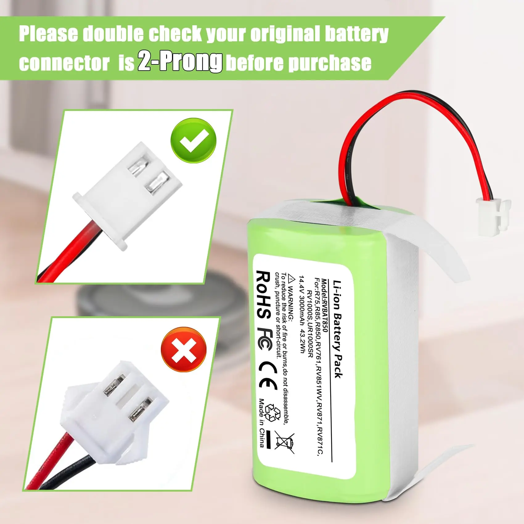 For Shark Vacuum Cleaner Battery 3.0Ah RVBAT850 Battery for Shark Ion Robot RV1001AE R75 R85 R761 RV850 RV1000S RV1000VL RV700_N lithium battery