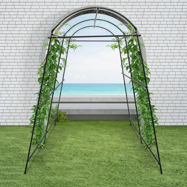 Steel Black Vegetable Rack, Plant Climbing Garden Bracket, Outdoor Garden Flower Rack with a Net of 230 Centimeters,