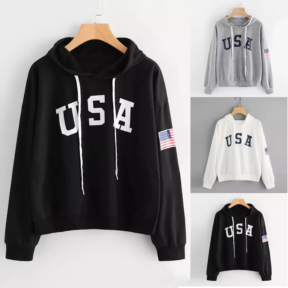 

2024 New Fashion Design Women Hoodies US Flag Athletic Hoodie Bodybuilding Tactical Sweatshirt American Patriotic USA Clothes