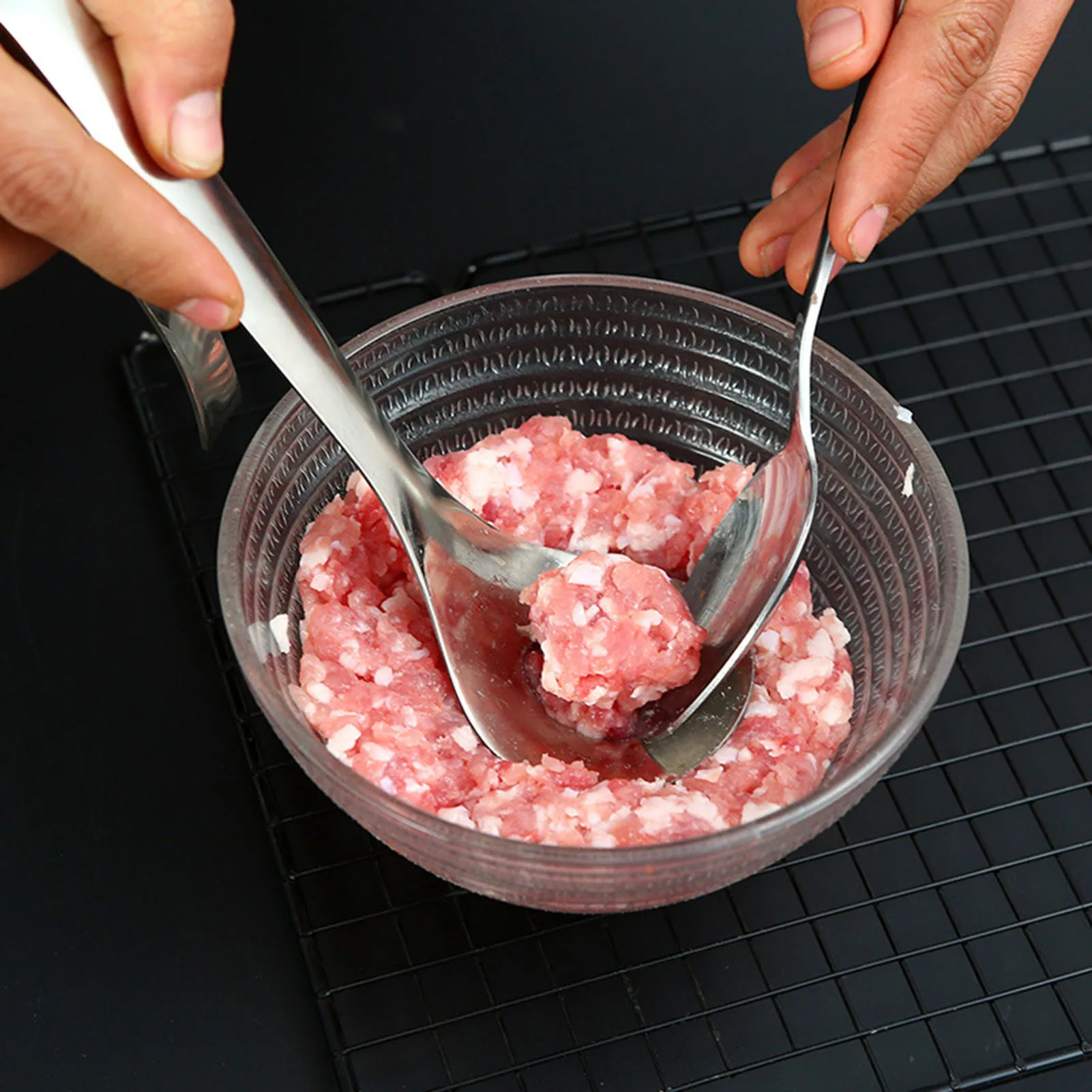 Meatball Scoop with Long Handle Easy to Clean and Dishwasher Safe for Make Meatballs and Fishballs